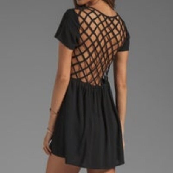 Evil Twin Cage Back Short Sleeve Babydoll Mini Dress Black Size M - Picture 2 of 9